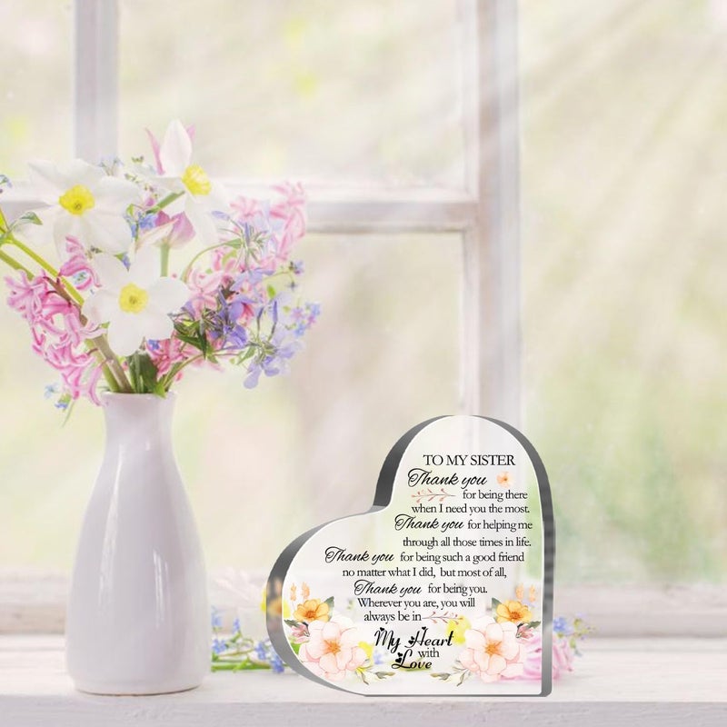 MUNLICAR Thank You Sister Gifts from Sister, Friendship Keepsake Acrylic, Thank You Presents for Women Friends Sister Besties BFF Birthday Gift, Desk Home Floral Decor Sign Plaque - Image 5